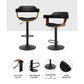 82cm Eindhoven Bar Stool Curved Gas Lift PU Leather - Black & Wood