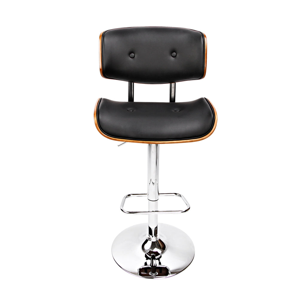 117cm Ancona Wooden Gas Lift Bar Stool - Black & Chrome