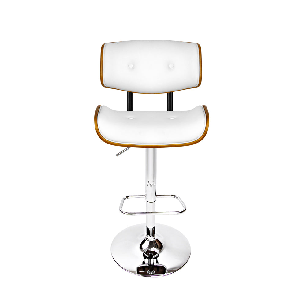 117cm Ancona Wooden Gas Lift Bar Stool - White & Chrome