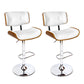 Set of 2 Ancona Wooden Gas Lift Bar Stool - White & Chrome