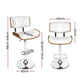 Set of 2 Ancona Wooden Gas Lift Bar Stool - White & Chrome