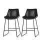 Set of 2 Toulon Bar Stools Kitchen Metal Bar Stool Dining Chairs PU Leather - Black