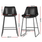 Set of 2 Toulon Bar Stools Kitchen Metal Bar Stool Dining Chairs PU Leather - Black