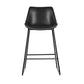 Set of 2 Toulon Bar Stools Kitchen Metal Bar Stool Dining Chairs PU Leather - Black
