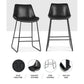 Set of 2 Toulon Bar Stools Kitchen Metal Bar Stool Dining Chairs PU Leather - Black