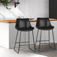 Set of 2 Toulon Bar Stools Kitchen Metal Bar Stool Dining Chairs PU Leather - Black