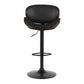 112cm Rouen Kitchen Bar Stools Swivel Gas Lift Wooden Stool Metal Barstools - Black