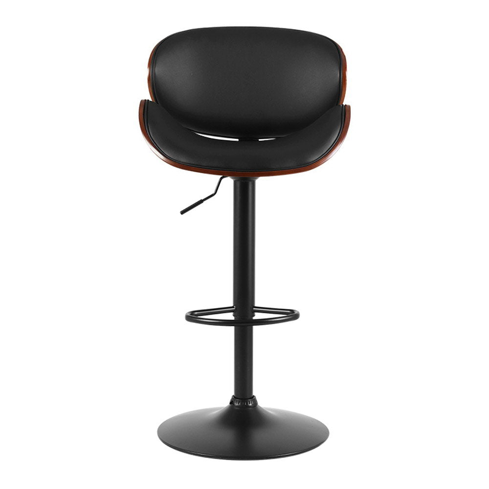 112cm Rouen Kitchen Bar Stools Swivel Gas Lift Wooden Stool Metal Barstools - Black