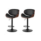 Set of 2 Rouen Kitchen Bar Stools Swivel Gas Lift Wooden Stool Metal Barstools - Black