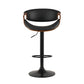 109cm Montpellier Bar Stools Swivel Chair Kitchen Gas Lift Wooden Bar Stool Leather - Black