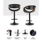 109cm Montpellier Bar Stools Swivel Chair Kitchen Gas Lift Wooden Bar Stool Leather - Black