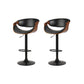 Set of 2 Montpellier Bar Stools Swivel Chair Kitchen Gas Lift Wooden Bar Stool Leather - Black