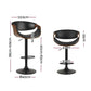 Set of 2 Montpellier Bar Stools Swivel Chair Kitchen Gas Lift Wooden Bar Stool Leather - Black