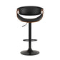 Set of 2 Montpellier Bar Stools Swivel Chair Kitchen Gas Lift Wooden Bar Stool Leather - Black