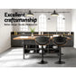 Set of 2 Montpellier Bar Stools Swivel Chair Kitchen Gas Lift Wooden Bar Stool Leather - Black