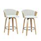 Set of 2 Salisbury Bar Stools Kitchen Stool Wooden Chair Swivel Chairs Leather - White