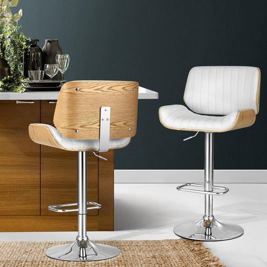 114.5cm Preston Bar Stools Kitchen Stool Chairs Metal Barstool Dining Chair Swivel - White