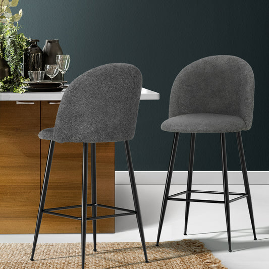 Set of 2 Oxford Bar Stools Kitchen Dining Chair Stool Chairs - Charcoal