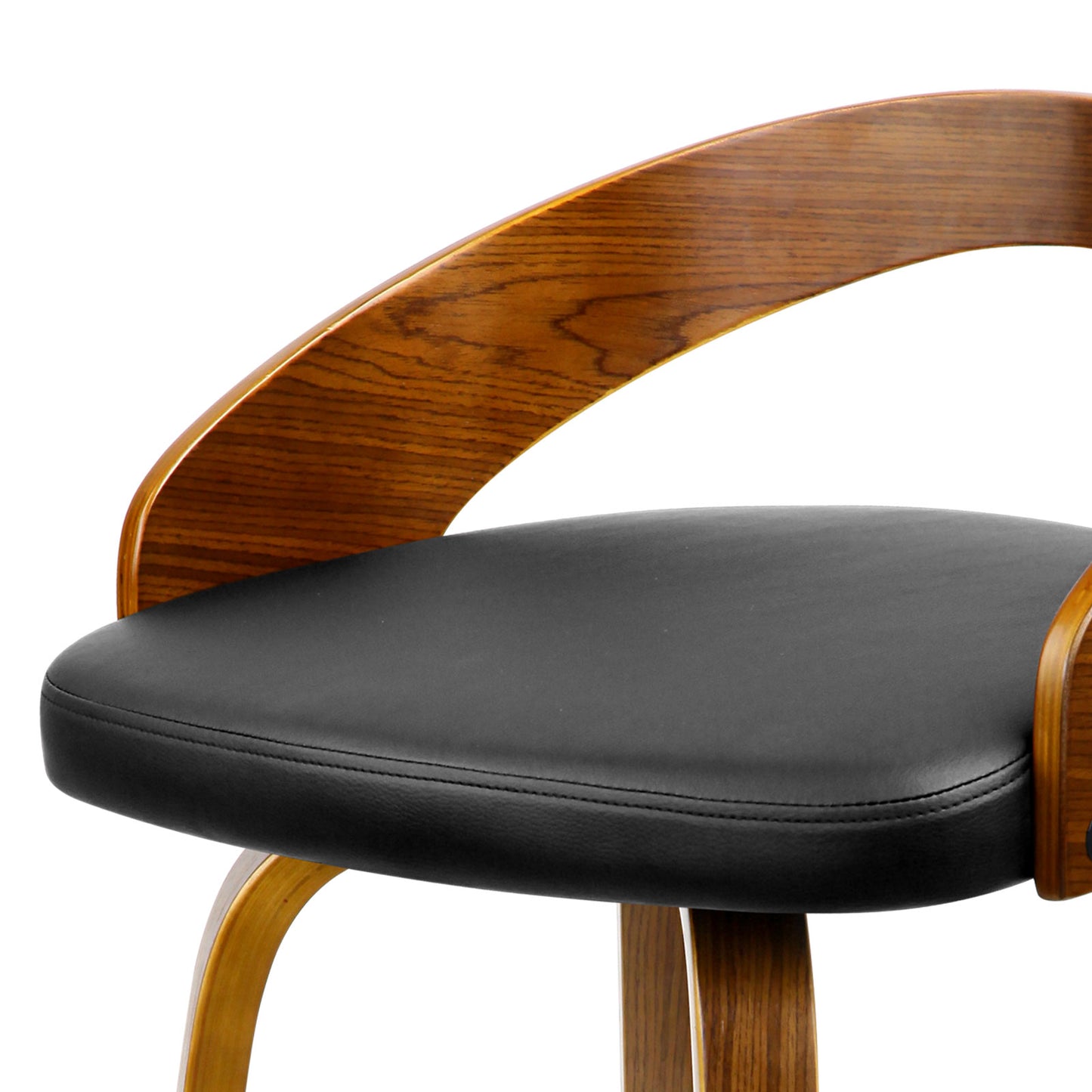 Set of 2 Alicante Walnut Wood Bar Stools - Black & Brown