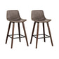 Set of 2 Lugano PU Leather Bar Stools Square Footrest - Wood & Brown