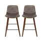 Set of 2 Lugano PU Leather Bar Stools Square Footrest - Wood & Brown