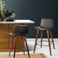 Set of 2 Lugano PU Leather Bar Stools Square Footrest - Wood & Brown