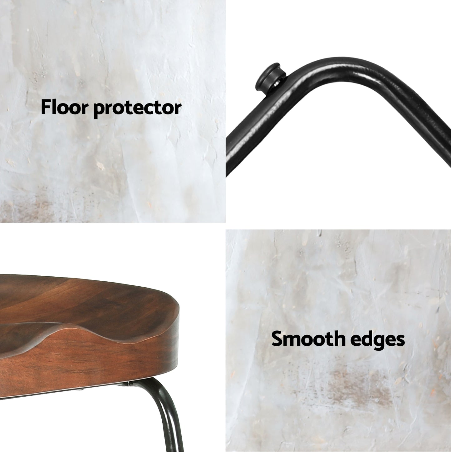 Set of 4 Trento Elm Wood Backless Bar Stools - Wood