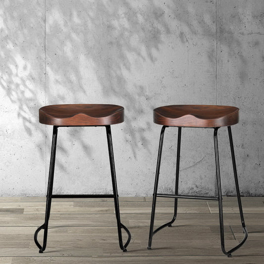 Set of 4 Reggio Elm Wood Backless Bar Stools - Black