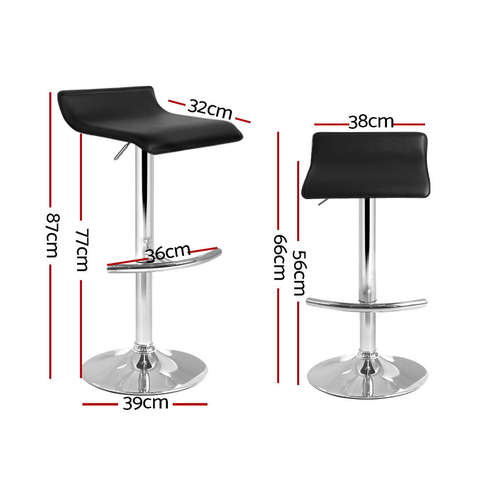 Set of 4 Terni PU Leather Wave Style Bar Stools - Black