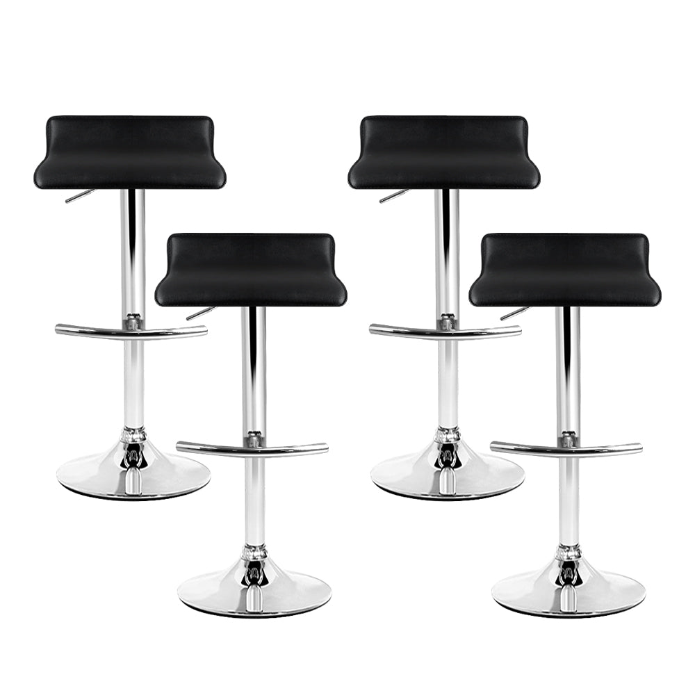 Set of 4 Terni PU Leather Wave Style Bar Stools - Black