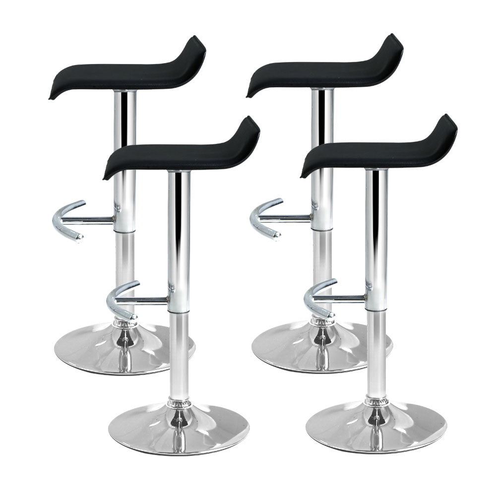 Set of 4 Terni PU Leather Wave Style Bar Stools - Black