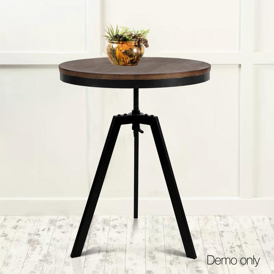Irida Coffee Table Elm Wood Round Dining - Dark Brown