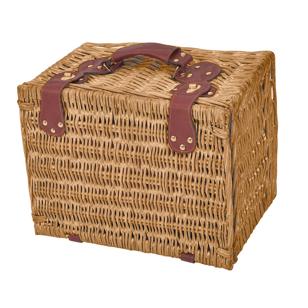 4 Person Picnic Basket Baskets Set Outdoor Blanket Deluxe Wicker Gift Storage