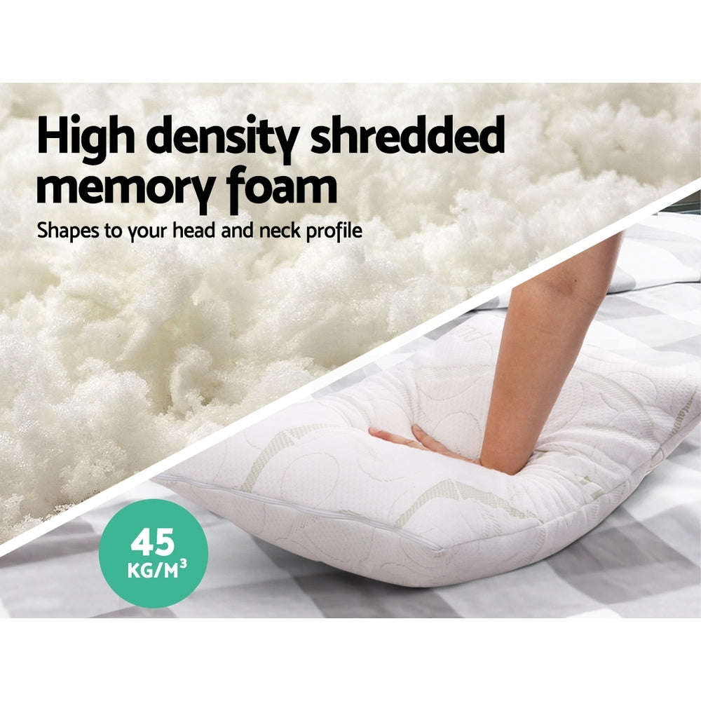 Set of 2 Memory Foam Pillow Bamboo