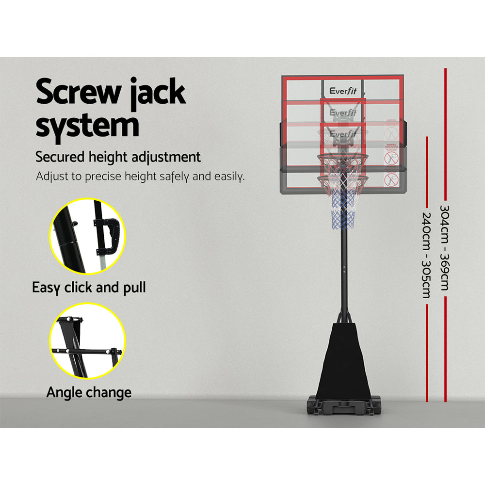 Portable Basketball Hoop Stand System Height Adjustable Net Ring Red
