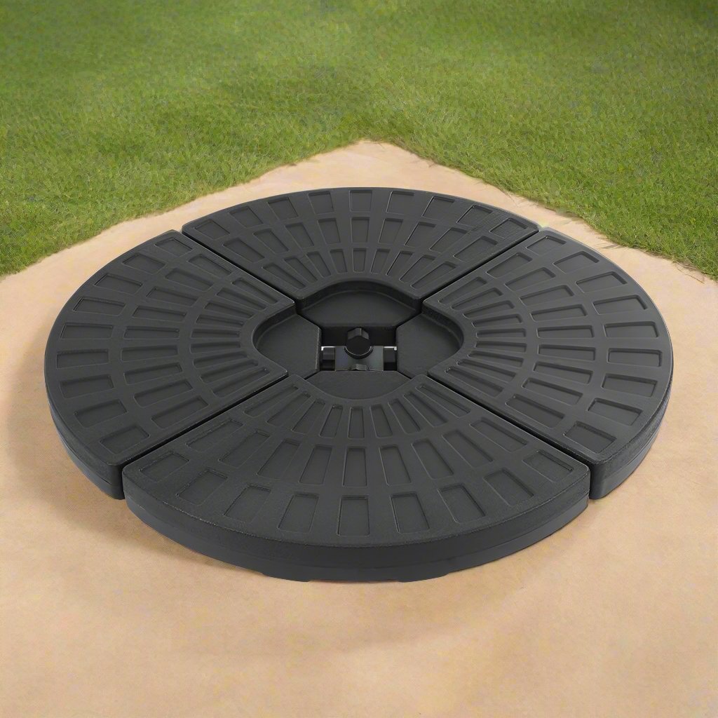 Wahiawa Set of 4 Stand Base Pod Plate Sand/Water Patio Cantilever Fanshaped  (Base only) - Black