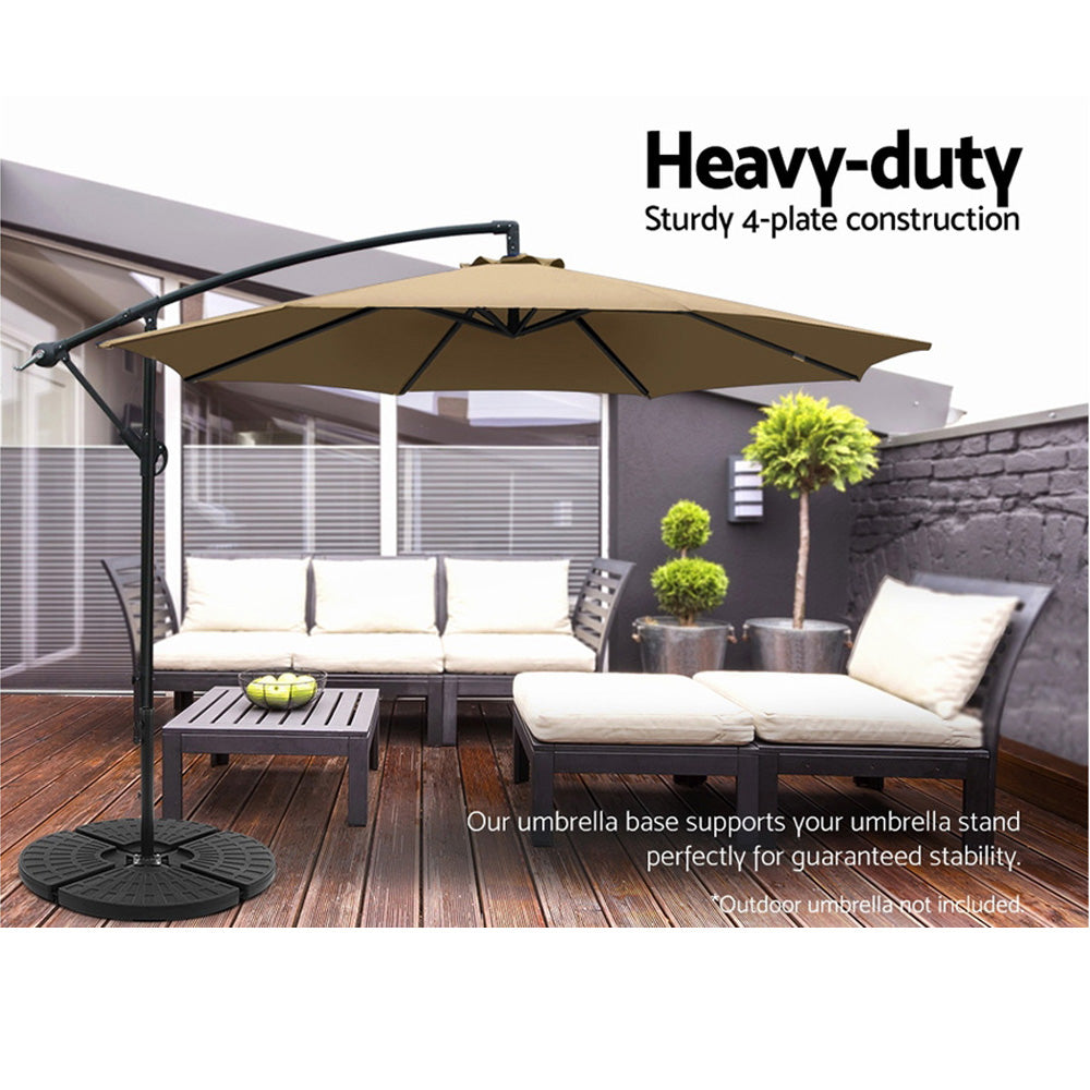 Wahiawa Set of 4 Stand Base Pod Plate Sand/Water Patio Cantilever Fanshaped  (Base only) - Black