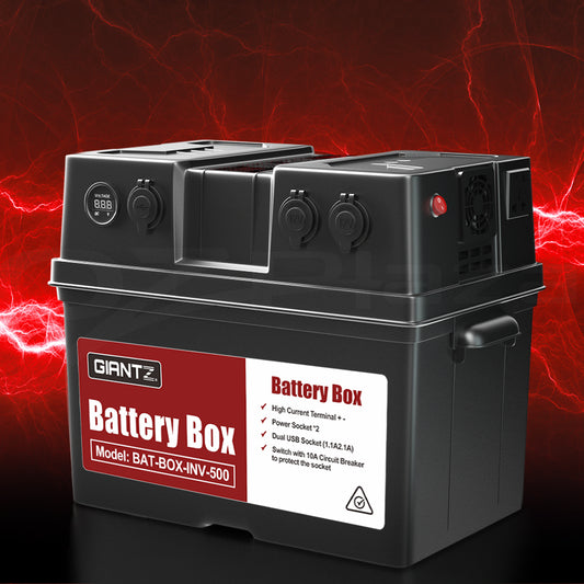Battery Box 500W Inverter Deep Cycle Battery Portable Caravan Camping USB