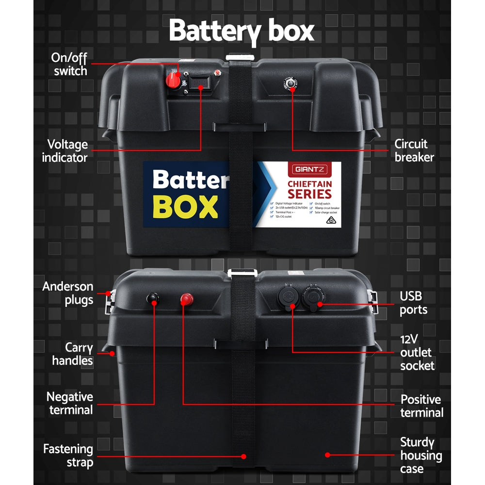 Deep Cycle Battery 12V 100Ah Box Portable Solar Caravan Camping