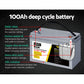 Set of 2 Deep Cycle Battery 12V 100Ah Portable Solar Caravan Camping