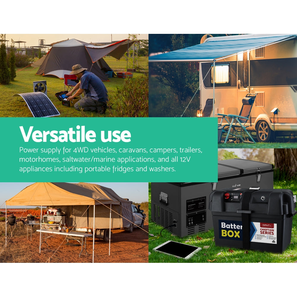 Deep Cycle Battery 12V 120Ah Box Portable Solar Caravan Camping