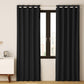Set of 2 Blockout Curtains Blackout Window Curtain Eyelet 140x230cm Black