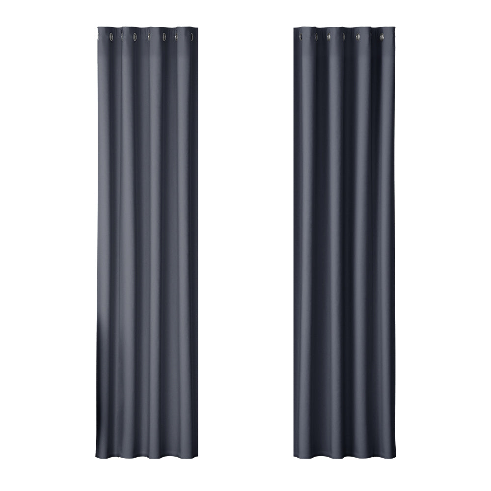 Set of 2 Blockout Curtains Blackout Window Curtain Eyelet 140x230cm Charcoal