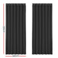 Set of 2 Blockout Curtains Blackout Window Curtain Eyelet 240x230cm Black