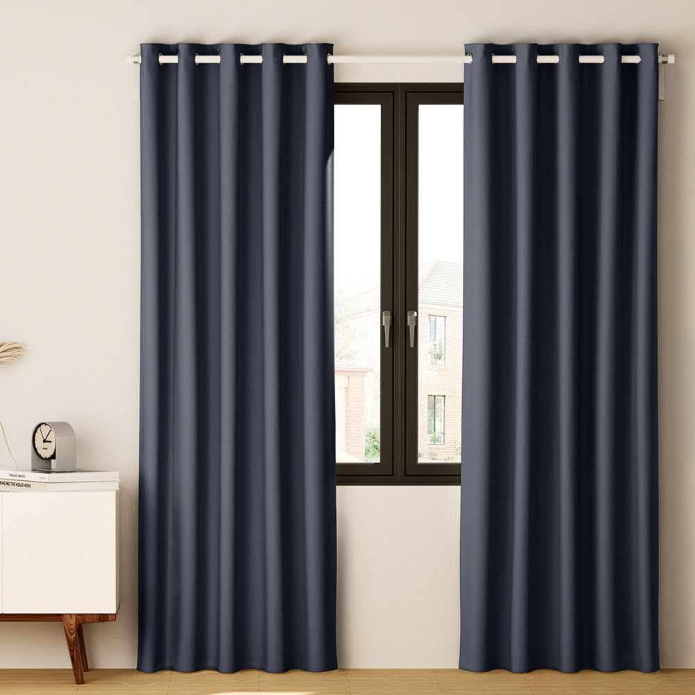 Set of 2 Blockout Curtains Blackout Window Curtain Eyelet 240x230cm Charcoal