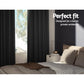 Set of 2 Blockout Curtains Blackout Window Curtain Eyelet 300x230cm Black