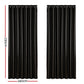 Set of 2 Blockout Curtains Blackout Window Curtain Eyelet 240x230cm Black Shine