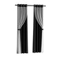 Set of 2 132x160cm Blockout Sheer Curtains Black