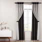 Set of 2 132x160cm Blockout Sheer Curtains Black