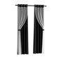 Set of 2 132x213cm Blockout Sheer Curtains Black